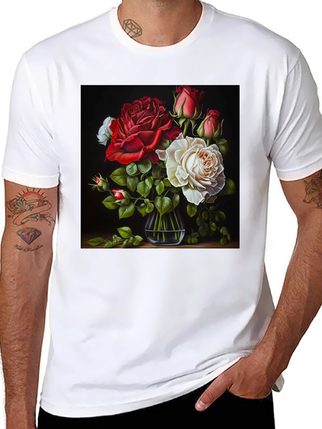 Floral Roses Graphic Tee - Stylish & Unique Design