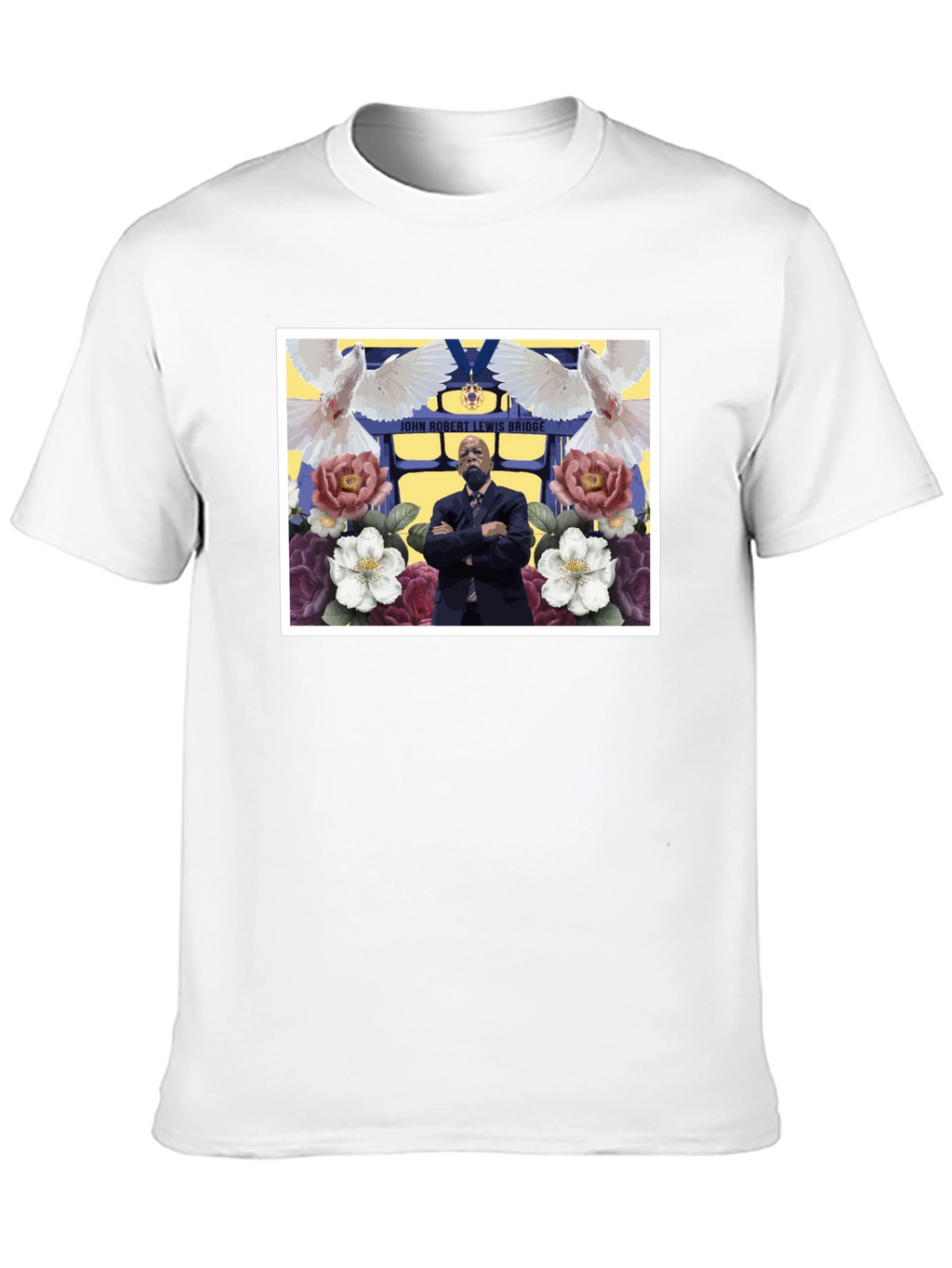 Floral John Lewis Tribute Black Tee