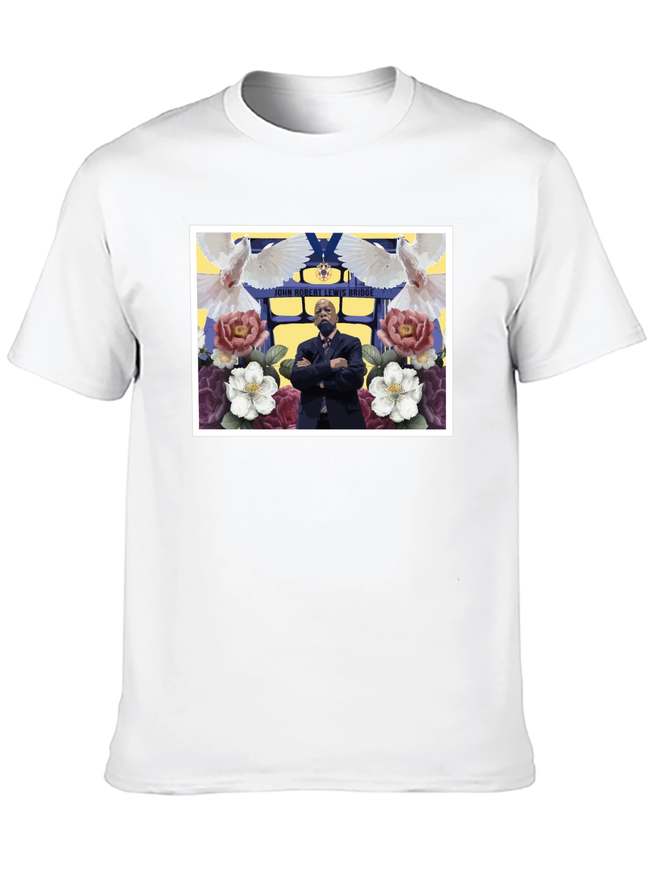 Floral John Lewis Tribute Black Tee