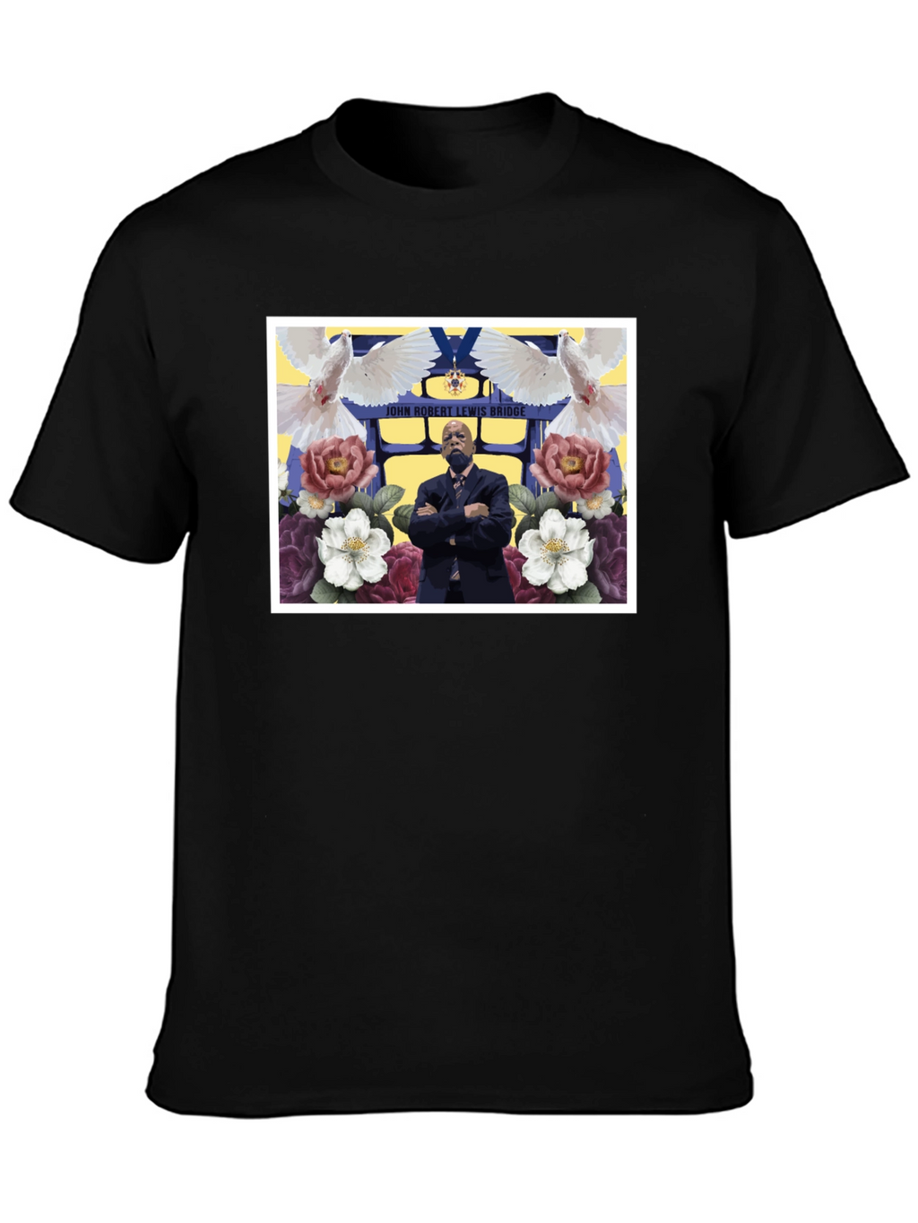 Floral John Lewis Tribute Black Tee