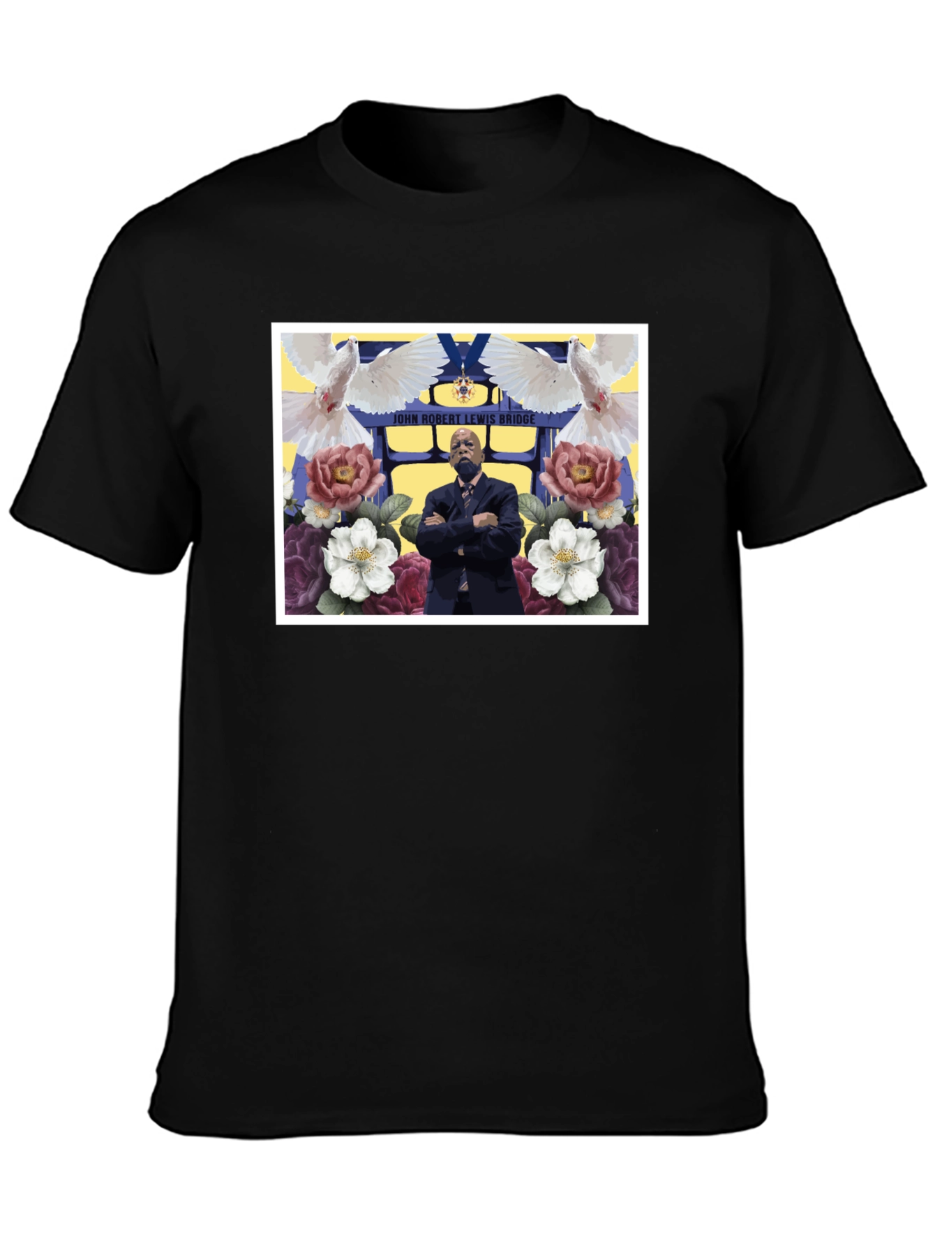 Floral John Lewis Tribute Black Tee