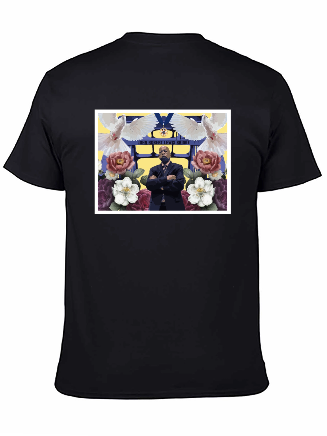 Floral John Lewis Tribute Black Tee