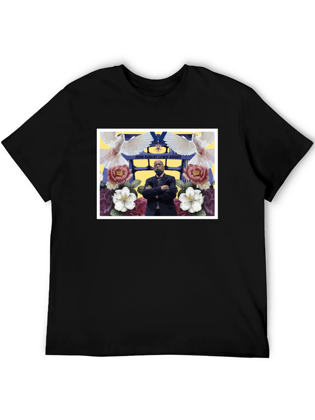 Floral John Lewis Tribute Black Tee