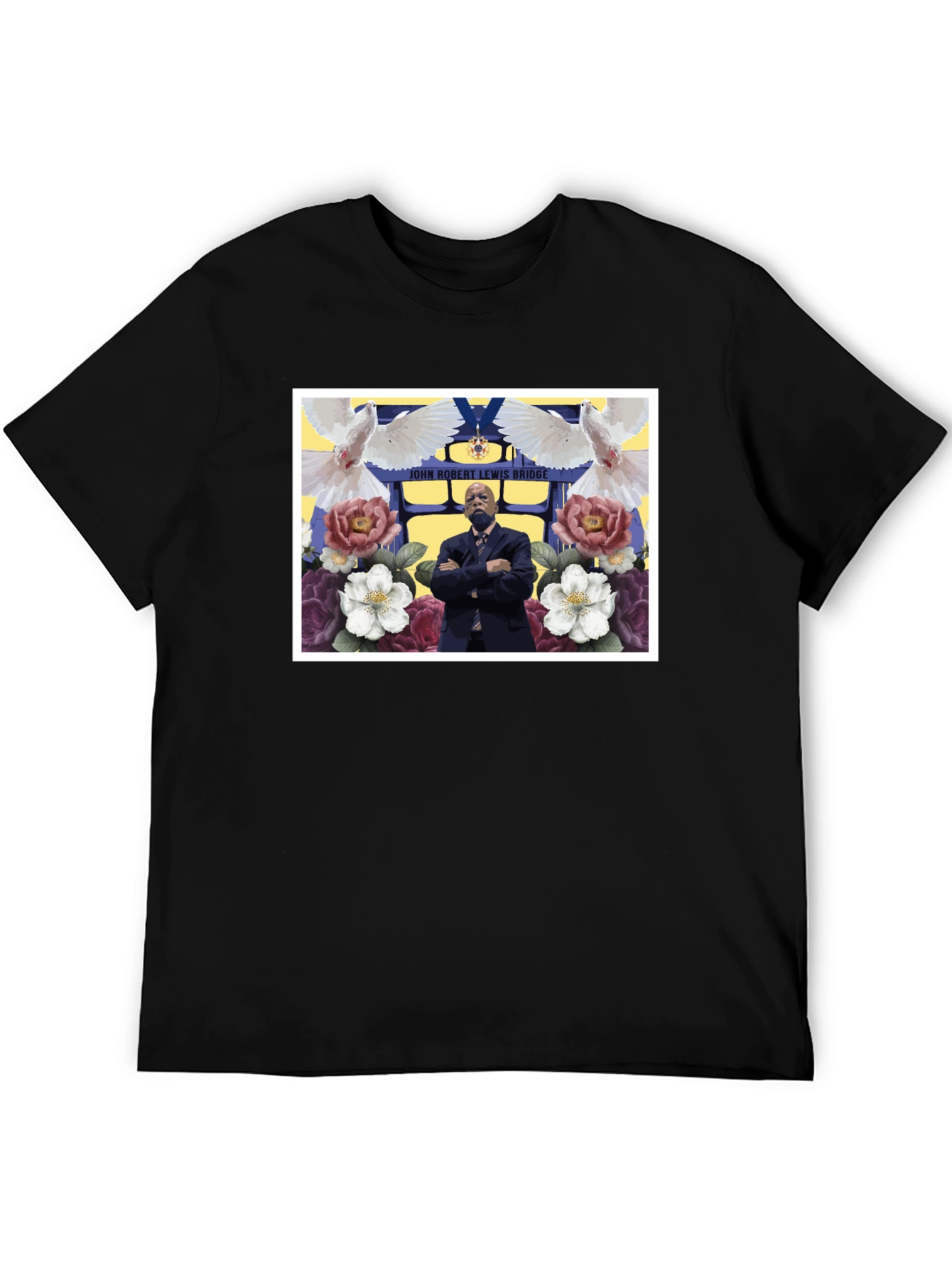 Floral John Lewis Tribute Black Tee