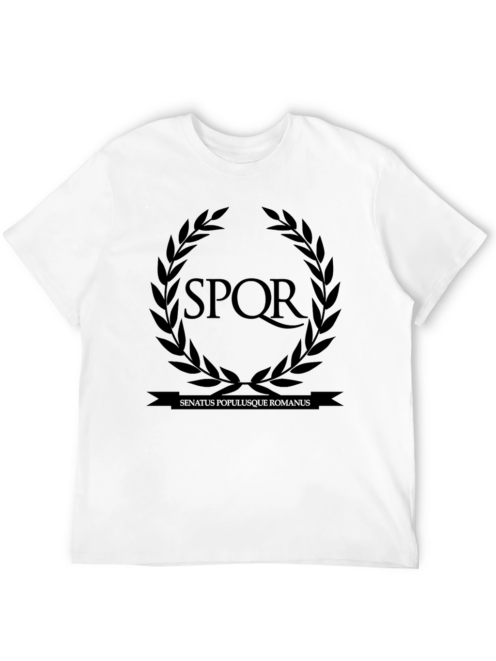 SPQR Roman Empire Laurel Wreath Black T-Shirt