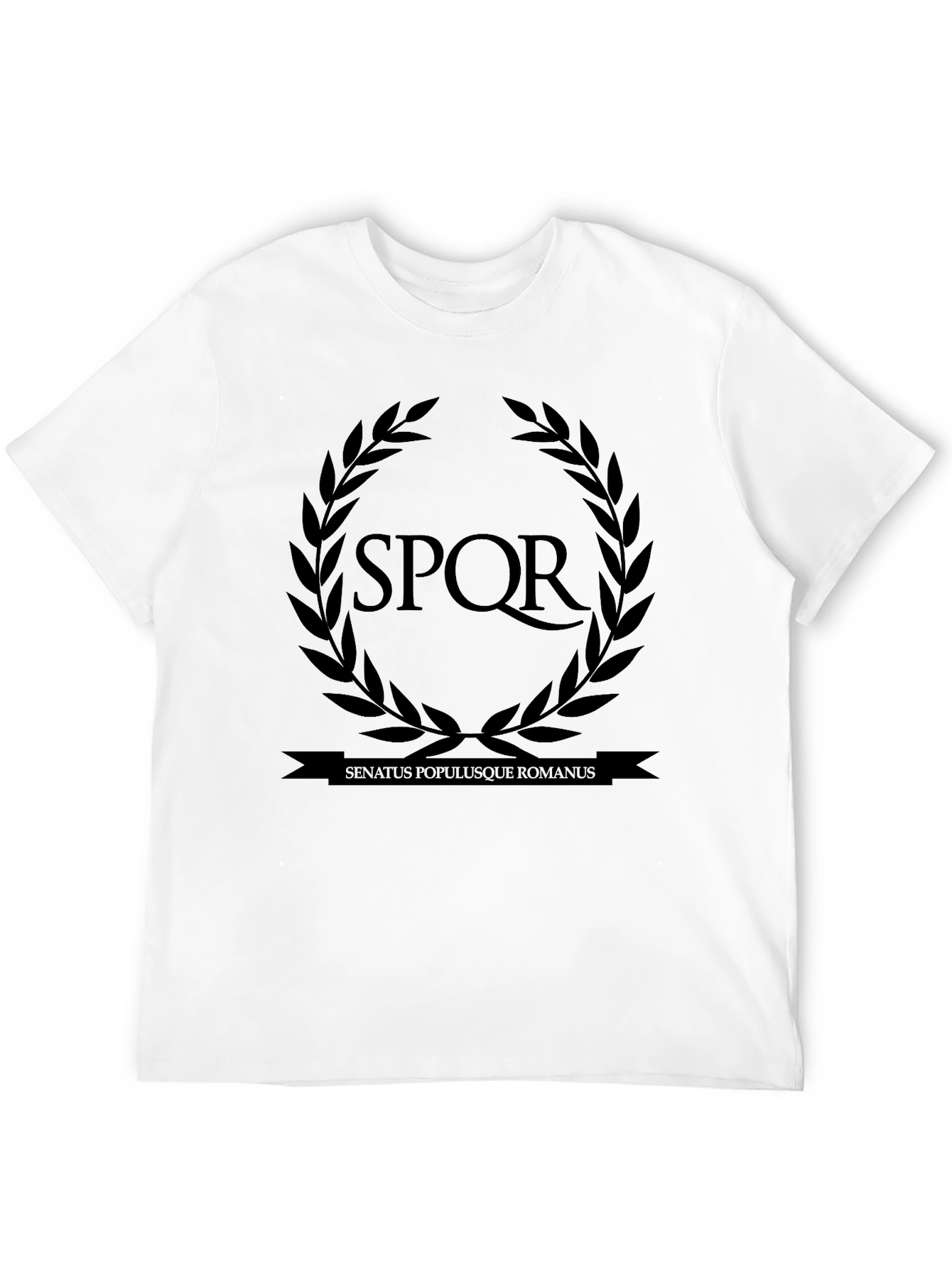 SPQR Roman Empire Laurel Wreath Black T-Shirt