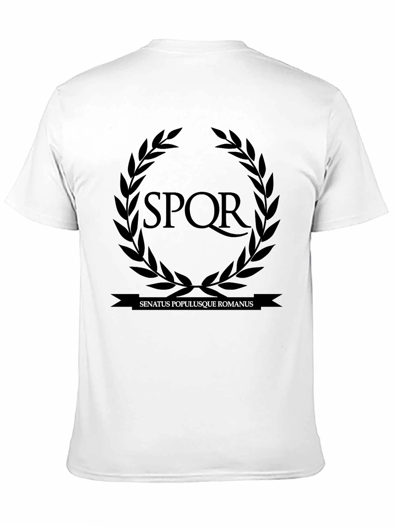 SPQR Roman Empire Laurel Wreath Black T-Shirt