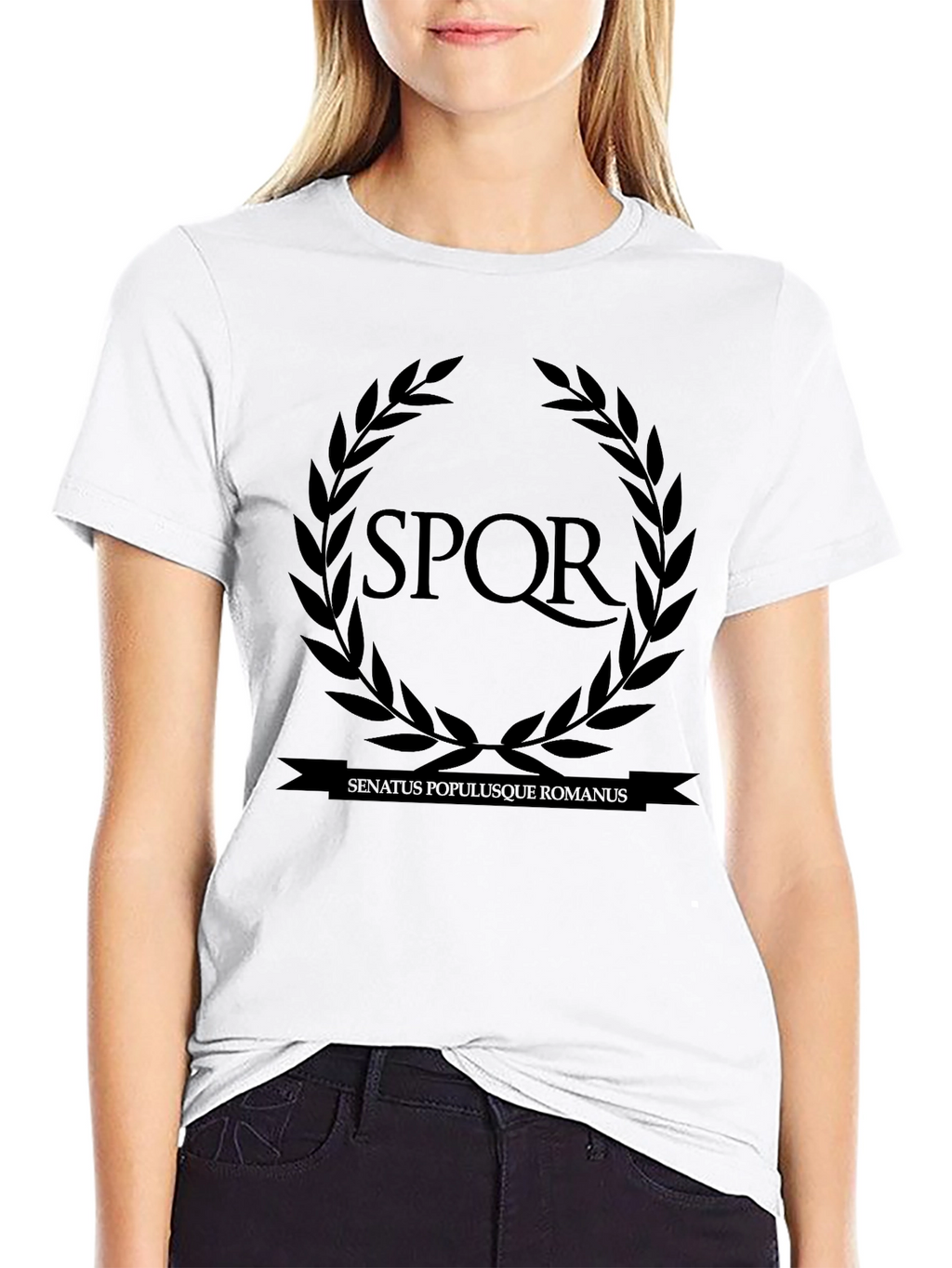 SPQR Roman Empire Laurel Wreath Black T-Shirt