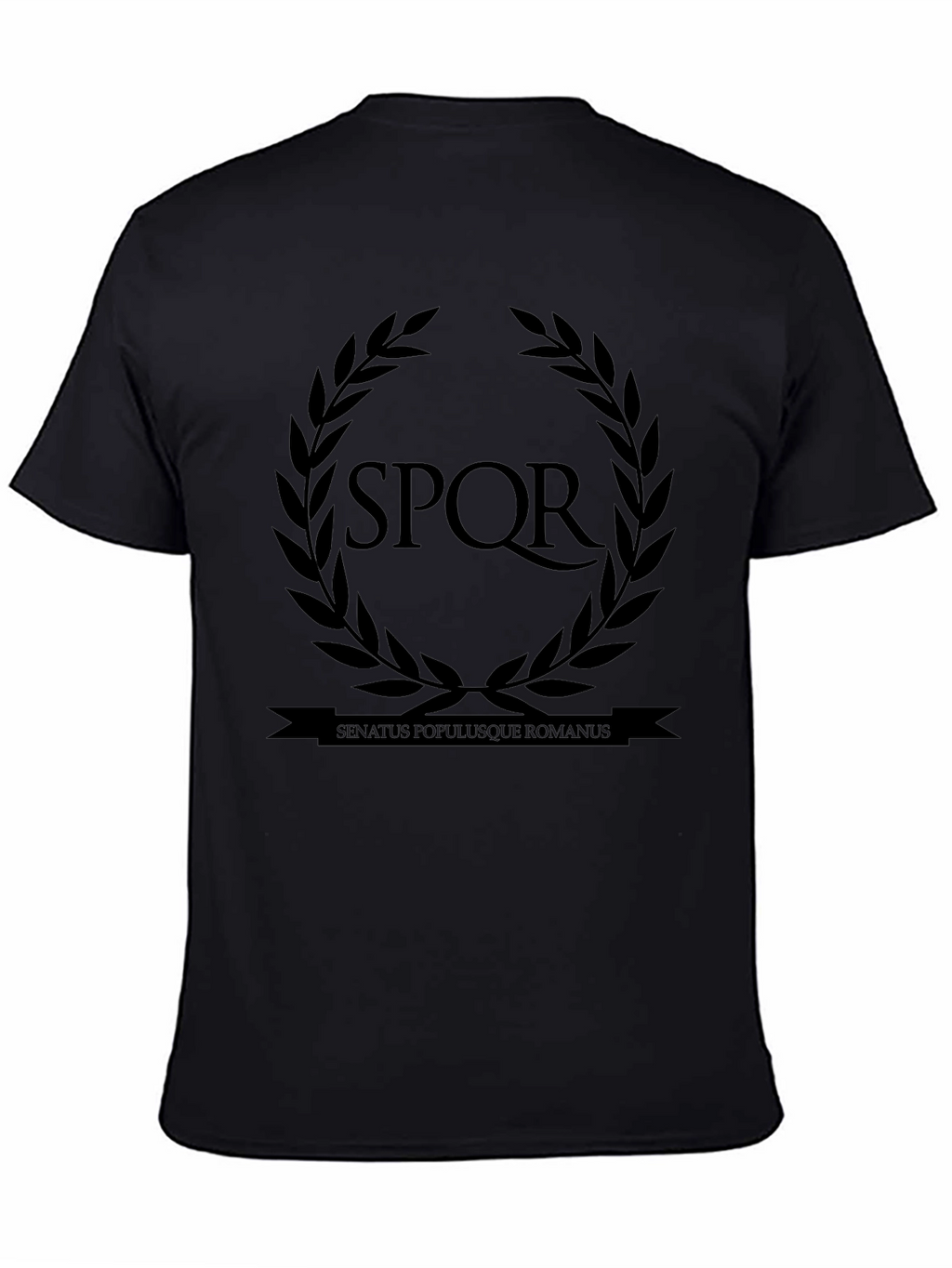 SPQR Roman Empire Laurel Wreath Black T-Shirt