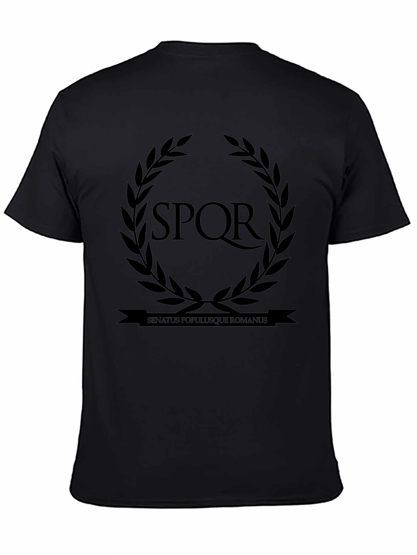 SPQR Roman Empire Laurel Wreath Black T-Shirt