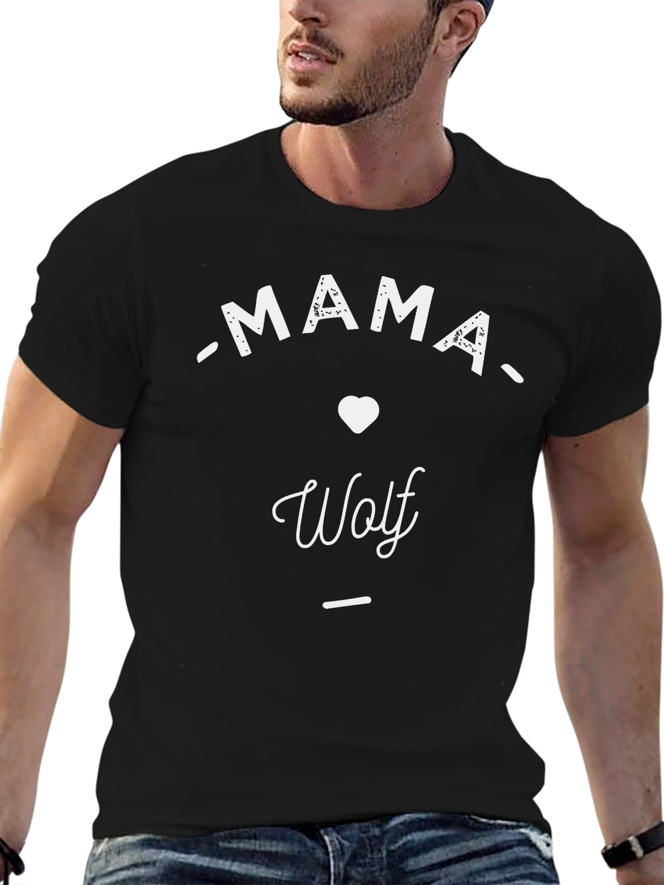 Mama Wolf T-Shirt - Black Crew Neck Tee