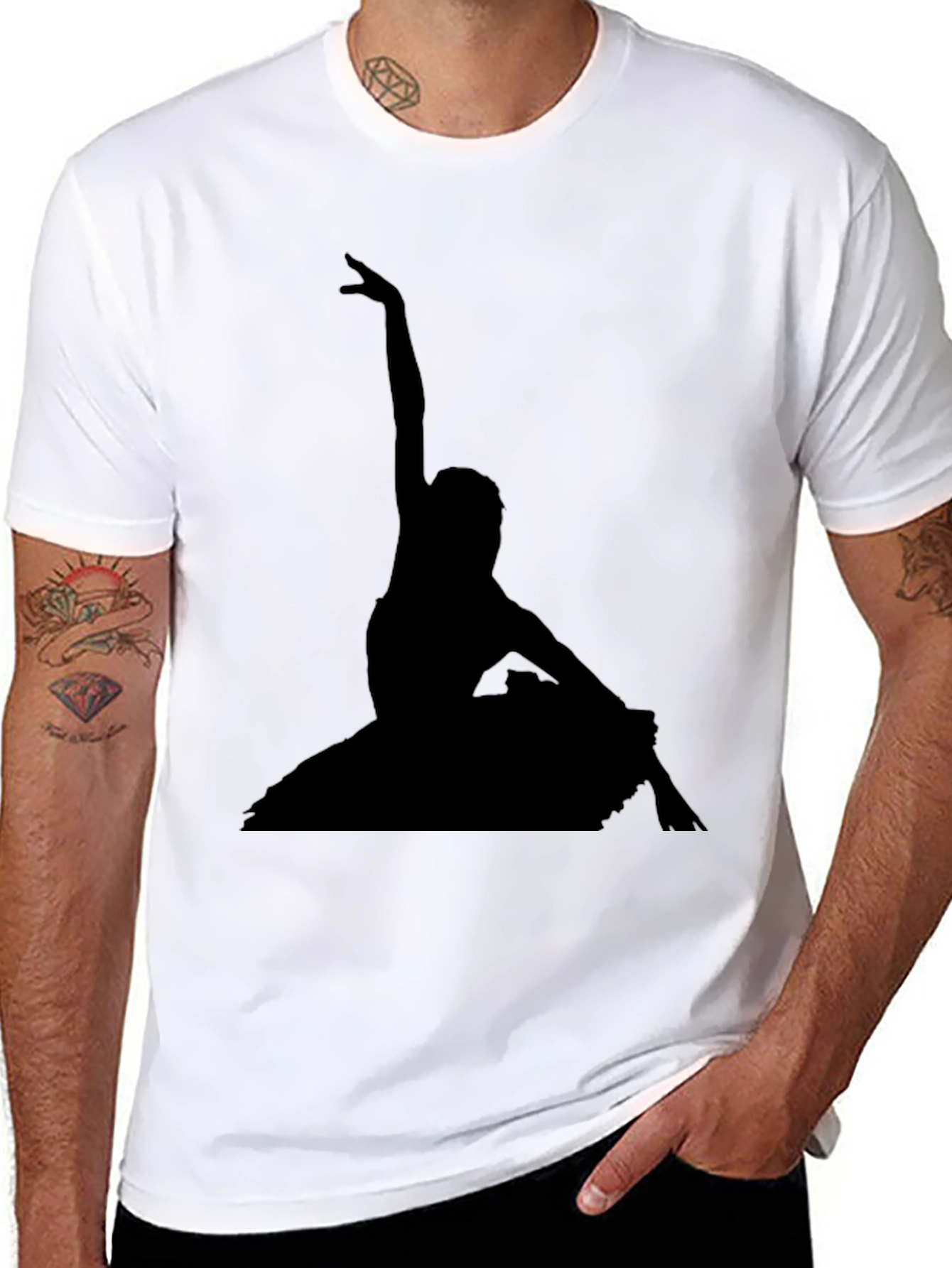 Elegant Ballerina Silhouette Black T-Shirt