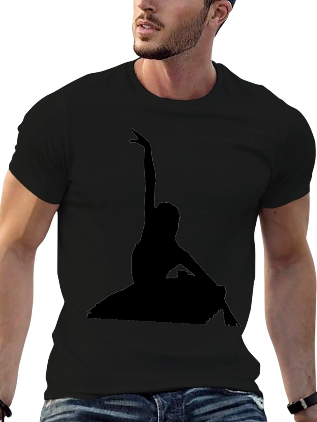 Elegant Ballerina Silhouette Black T-Shirt