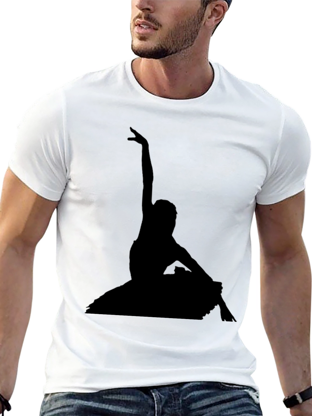 Elegant Ballerina Silhouette Black T-Shirt