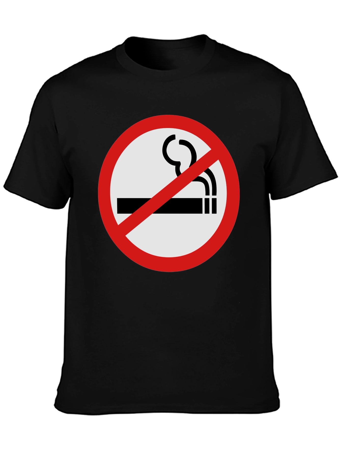 No Smoking T-Shirt - Black Crew Neck