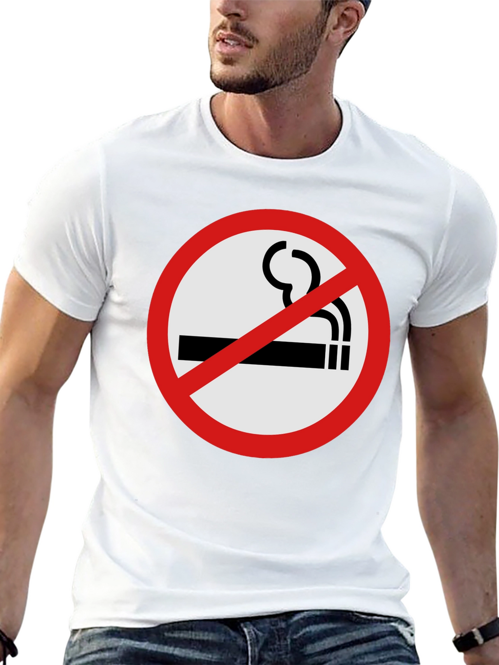 No Smoking T-Shirt - Black Crew Neck