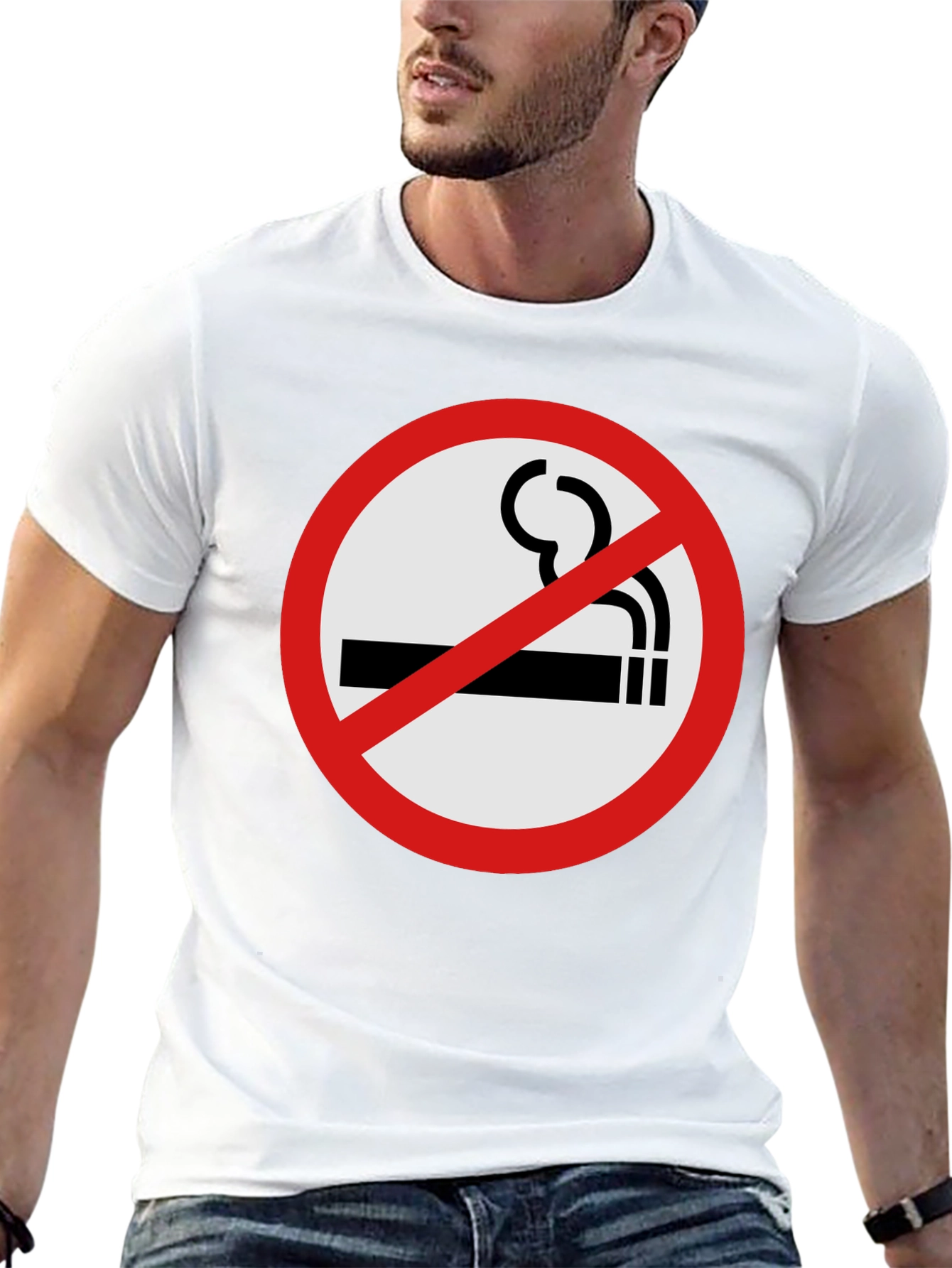 No Smoking T-Shirt - Black Crew Neck