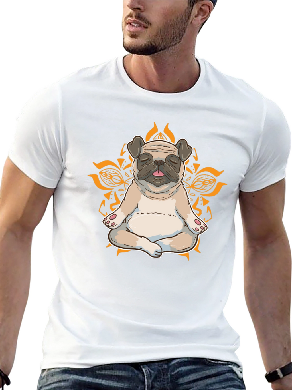 Zen Pug Graphic Tee - Meditating Dog Shirt