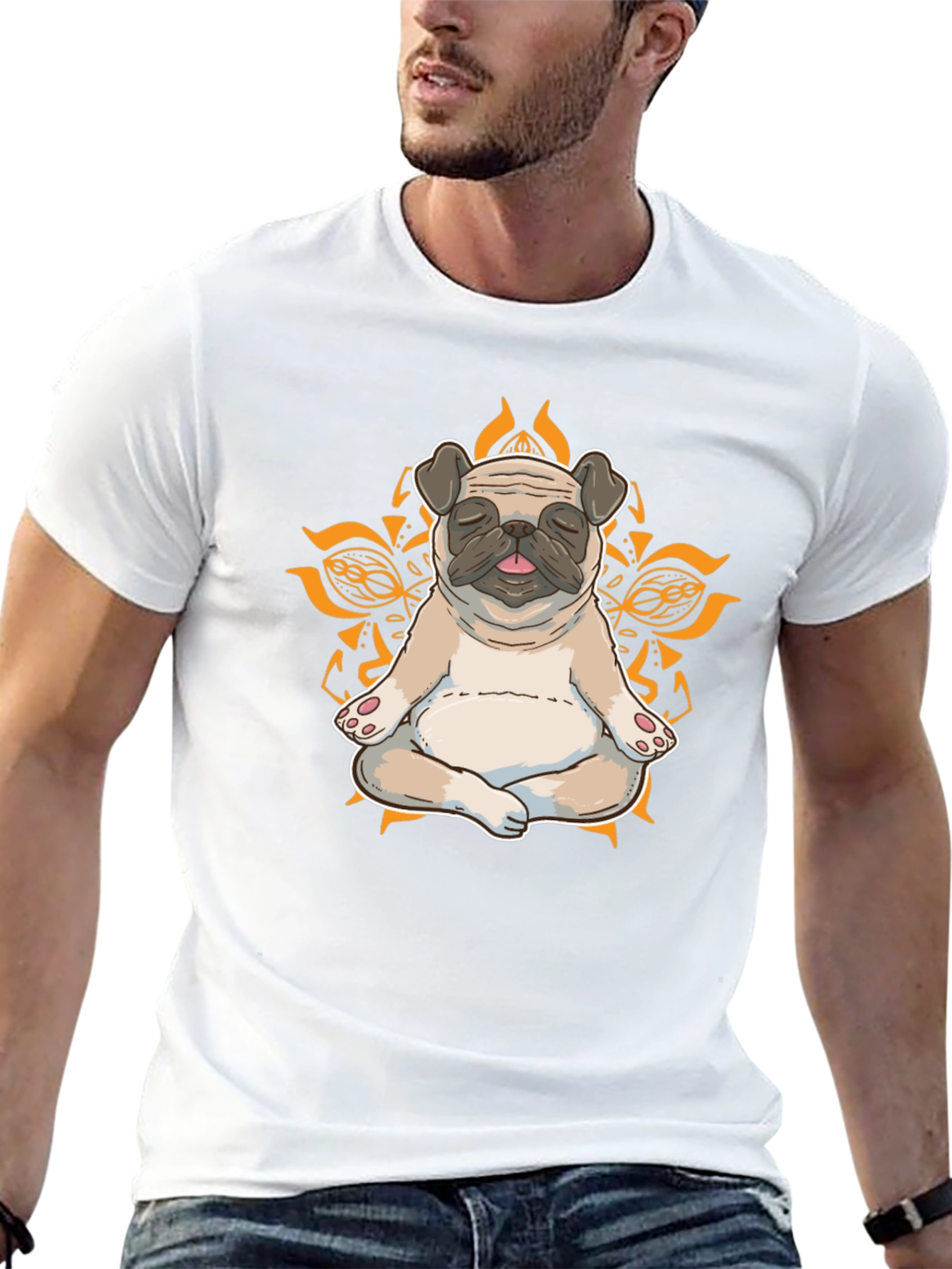 Zen Pug Graphic Tee - Meditating Dog Shirt