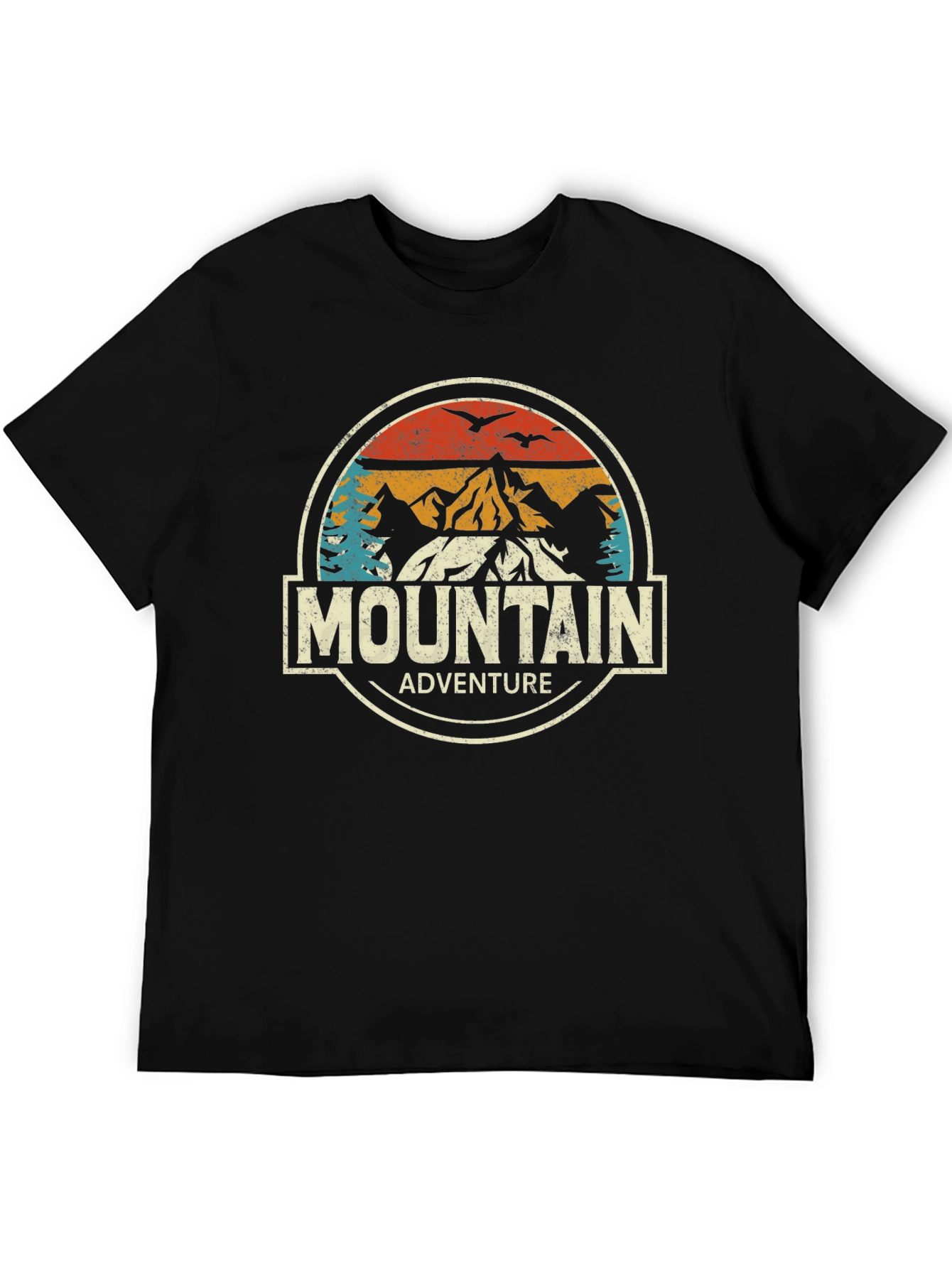 Mountain Adventure Graphic Tee - Black Cotton