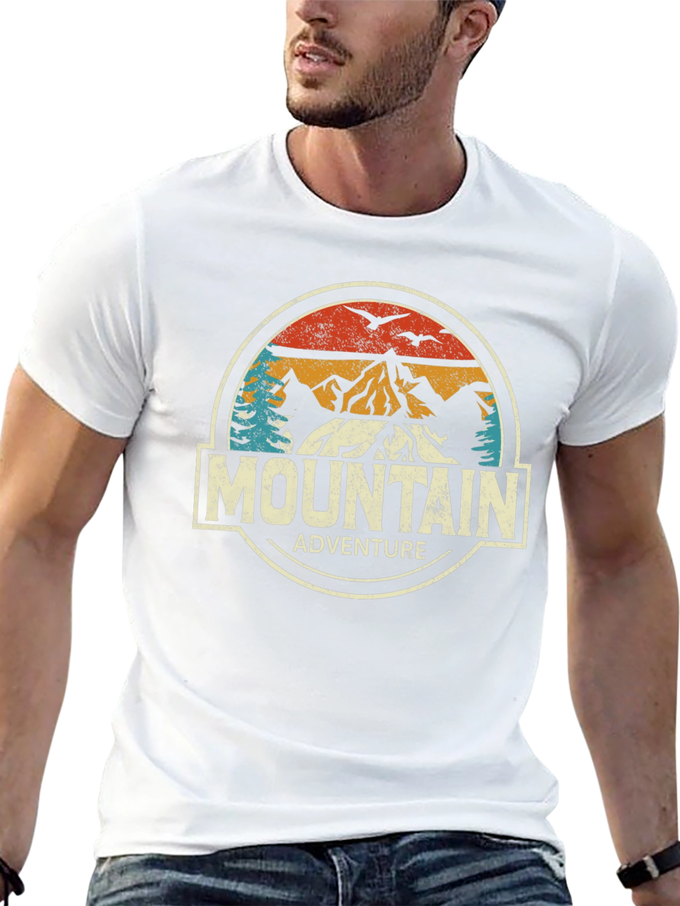 Mountain Adventure Graphic Tee - Black Cotton
