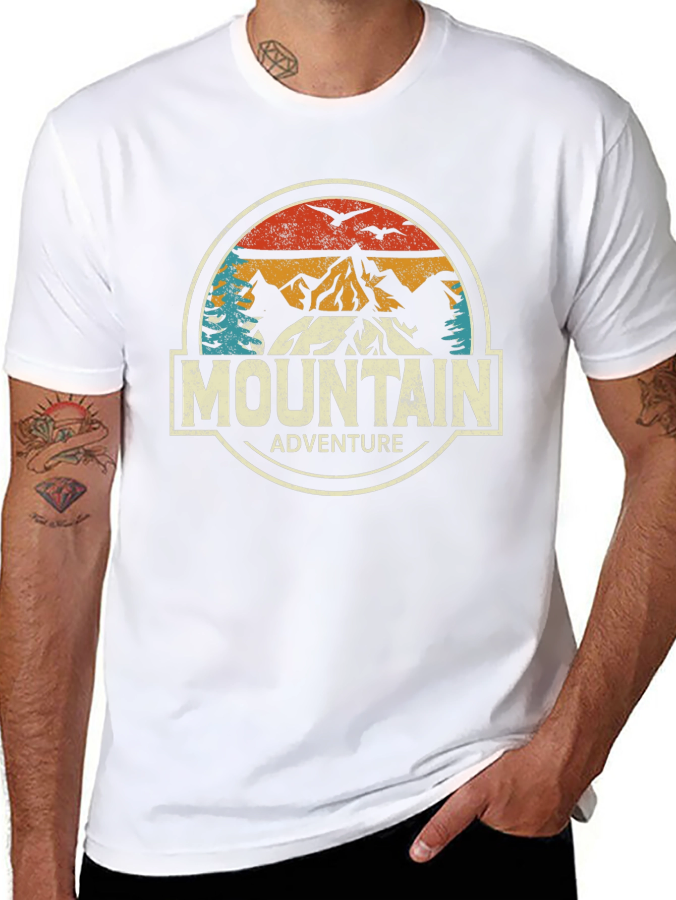 Mountain Adventure Graphic Tee - Black Cotton