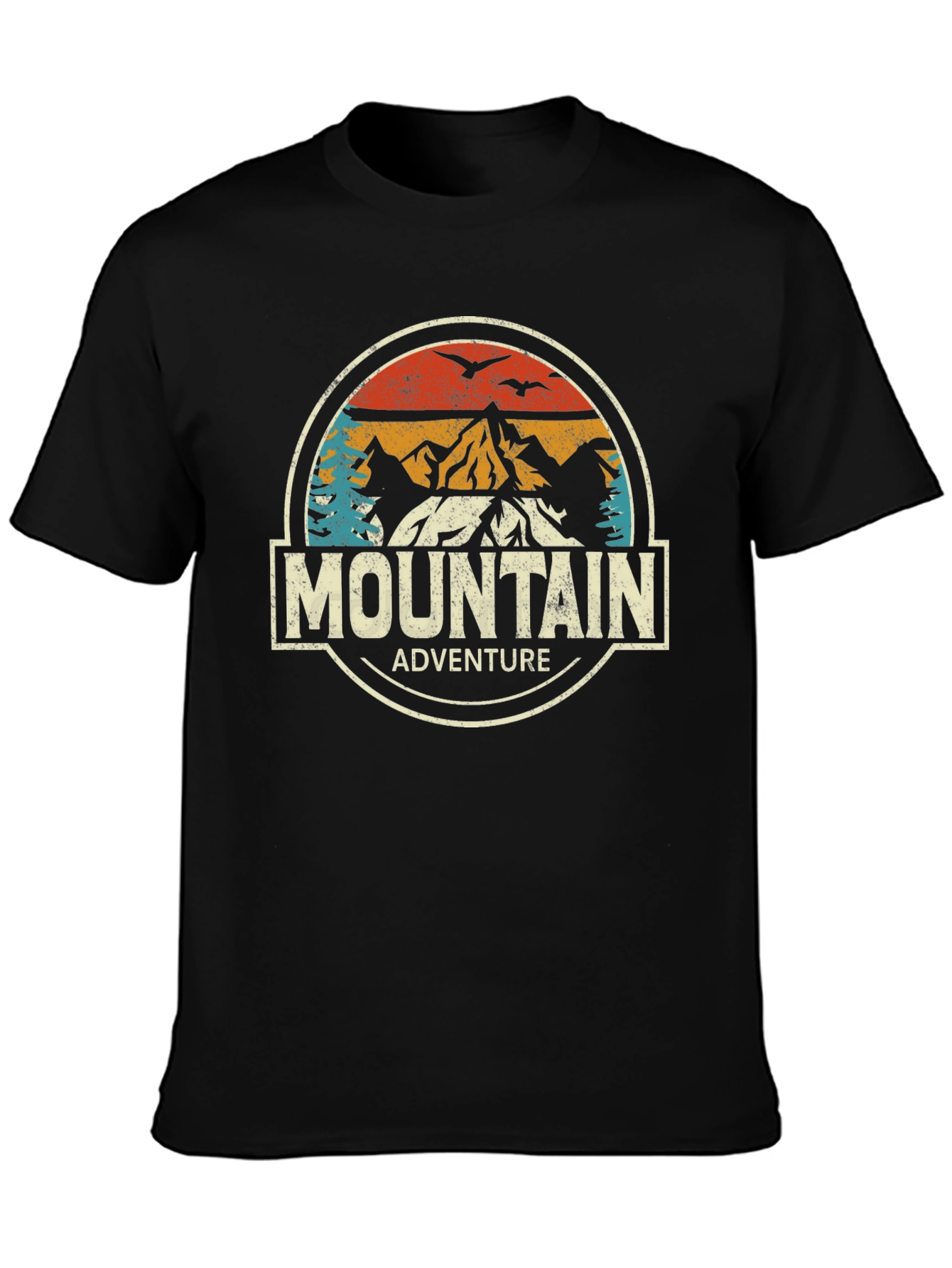 Mountain Adventure Graphic Tee - Black Cotton