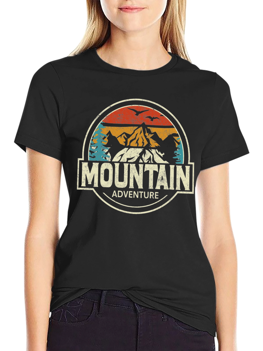 Mountain Adventure Graphic Tee - Black Cotton