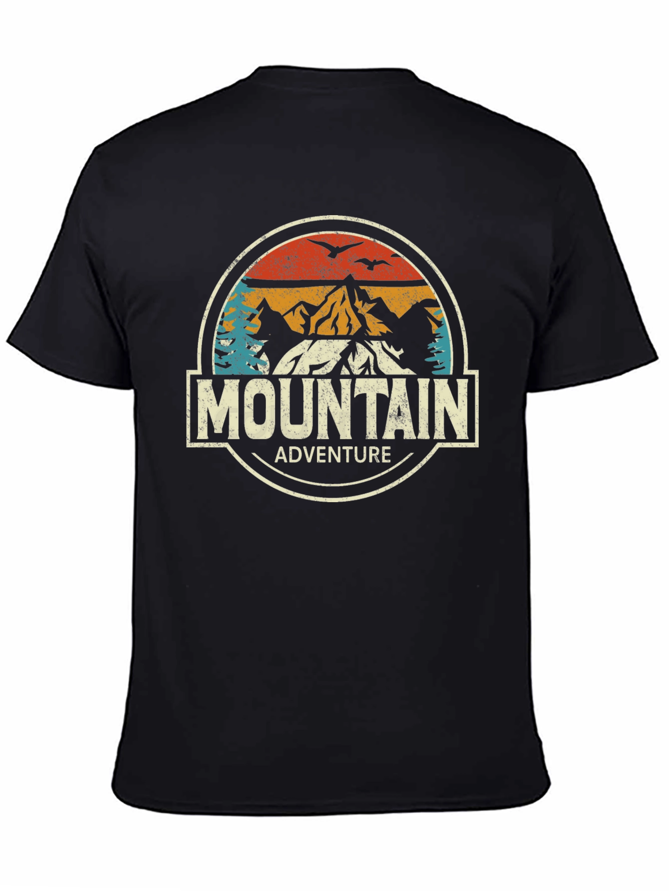 Mountain Adventure Graphic Tee - Black Cotton
