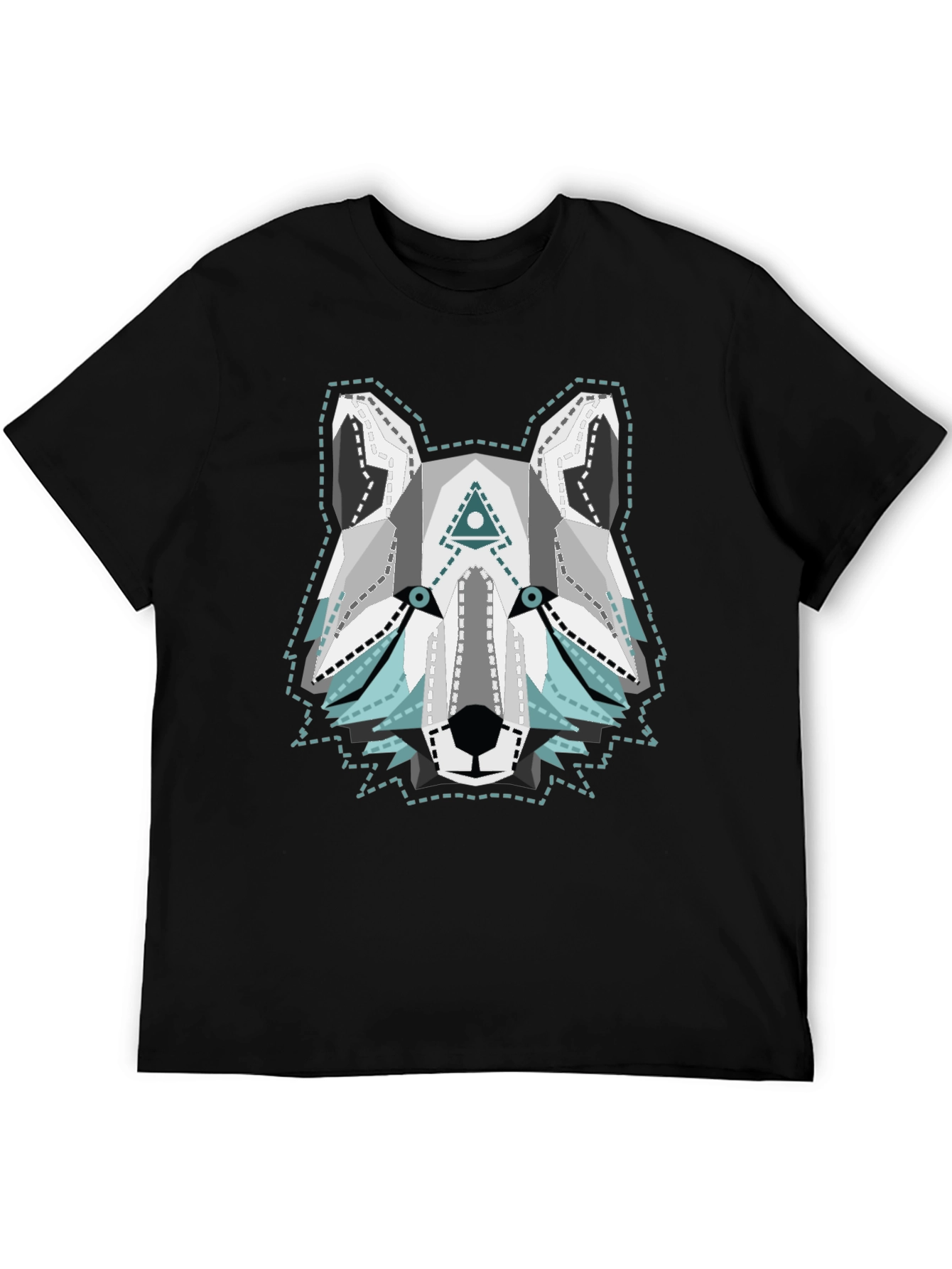 Geometric Wolf Graphic Tee - Trendy Menswear