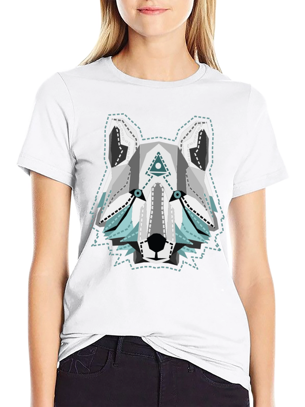 Geometric Wolf Graphic Tee - Trendy Menswear