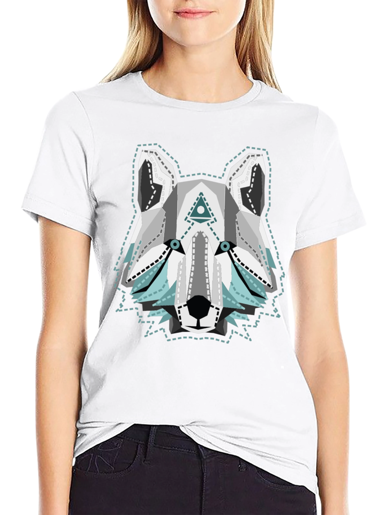 Geometric Wolf Graphic Tee - Trendy Menswear
