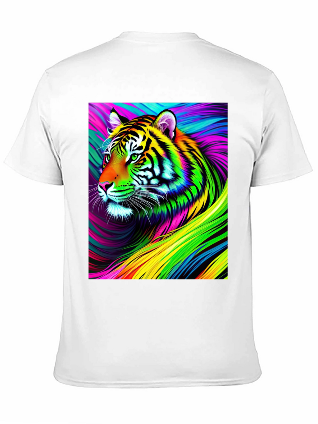 Vibrant Rainbow Tiger Graphic Tee - Mens Black T-Shirt