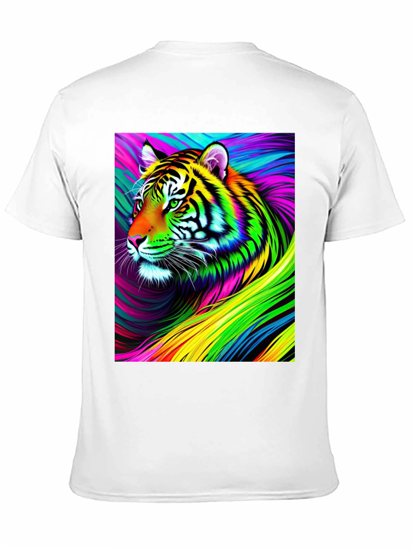 Vibrant Rainbow Tiger Graphic Tee - Mens Black T-Shirt