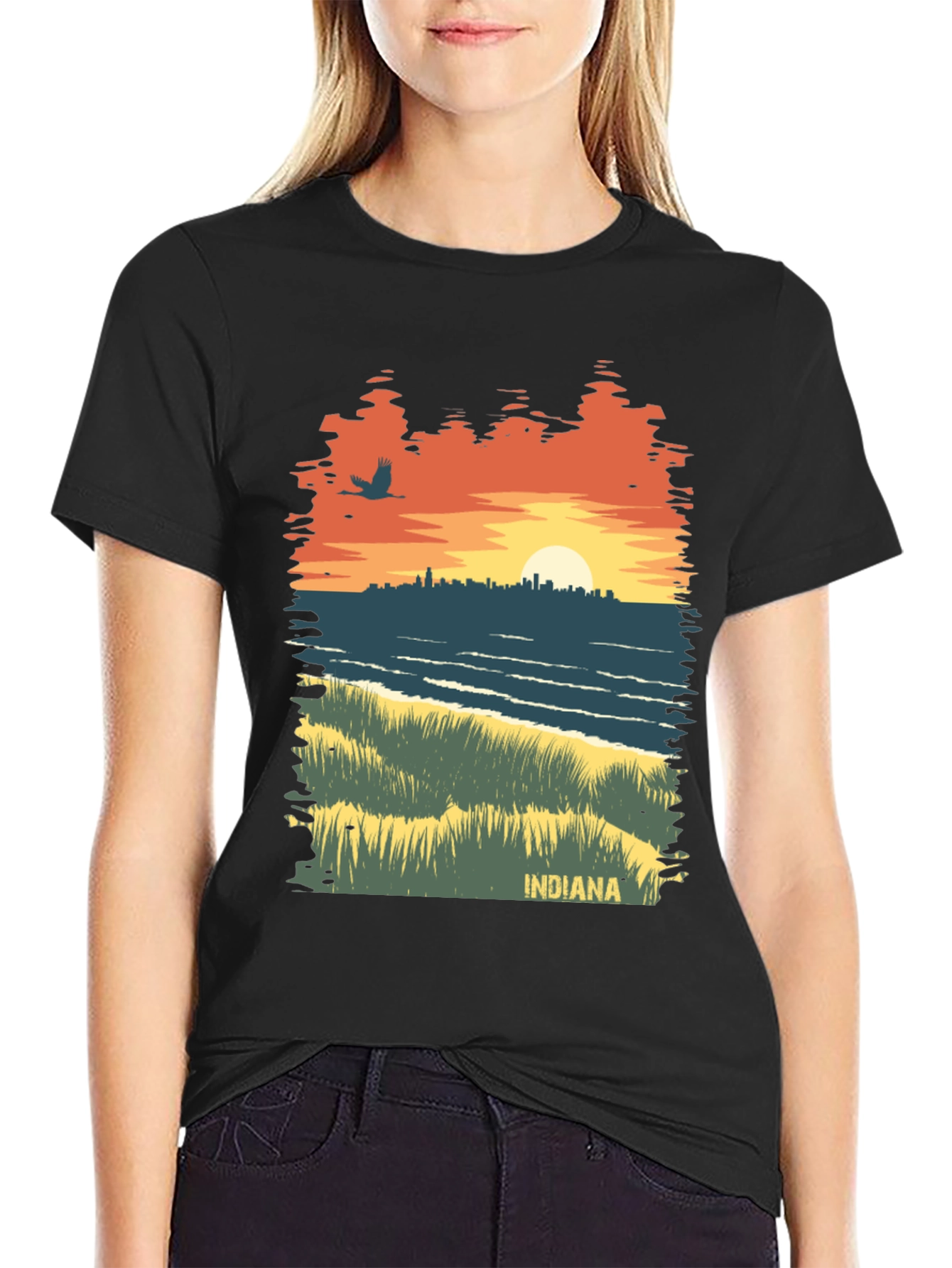 Indiana Sunset Graphic Tee - Unique State Pride Shirt