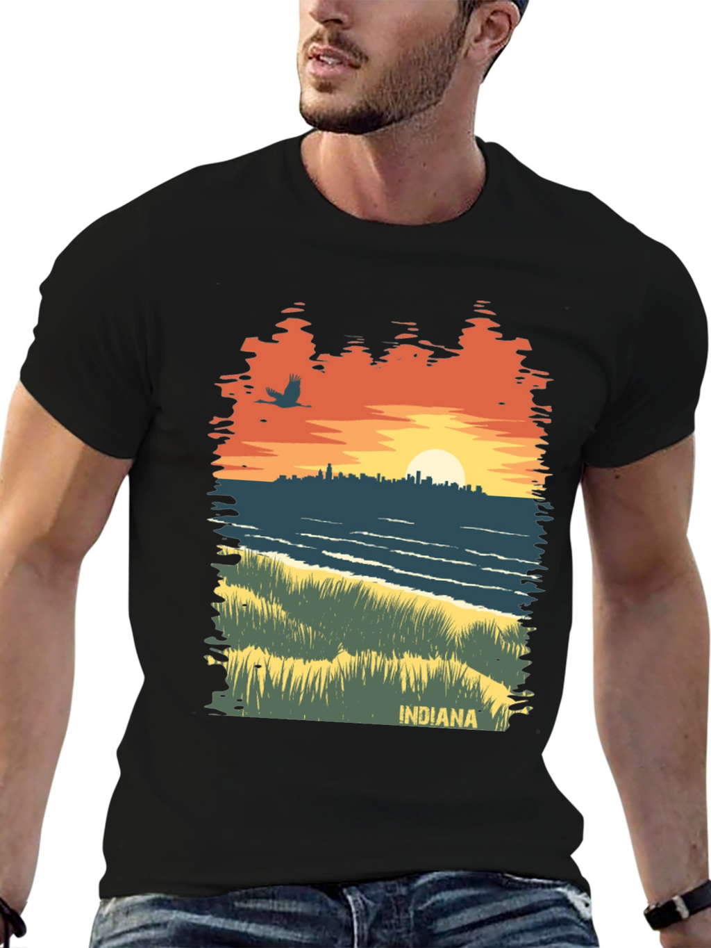 Indiana Sunset Graphic Tee - Unique State Pride Shirt