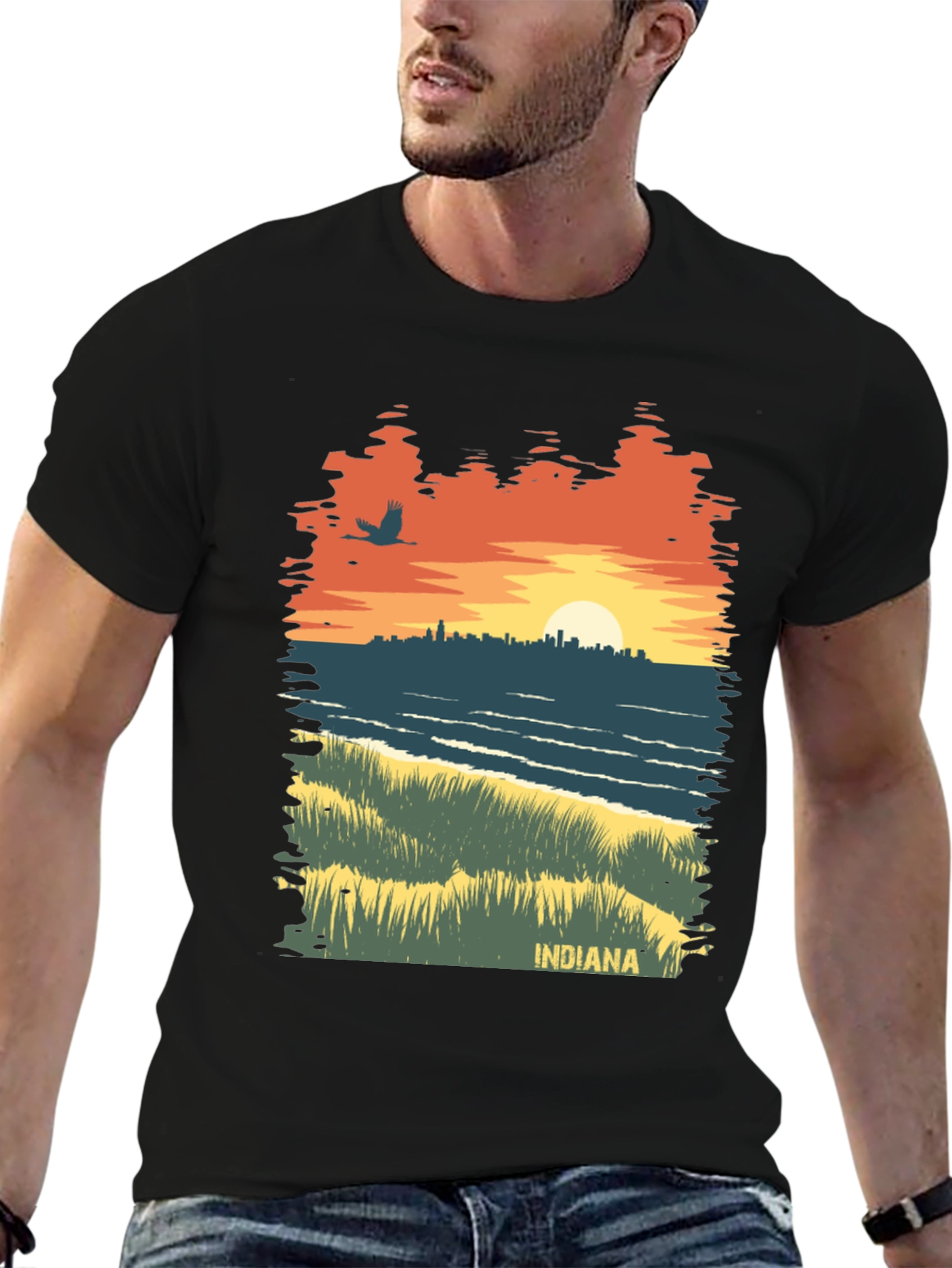 Indiana Sunset Graphic Tee - Unique State Pride Shirt