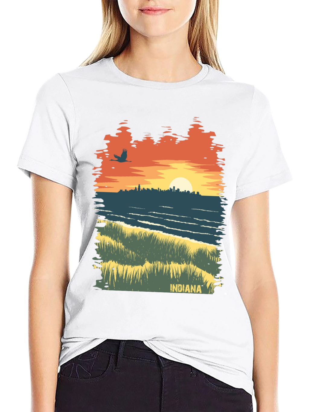 Indiana Sunset Graphic Tee - Unique State Pride Shirt