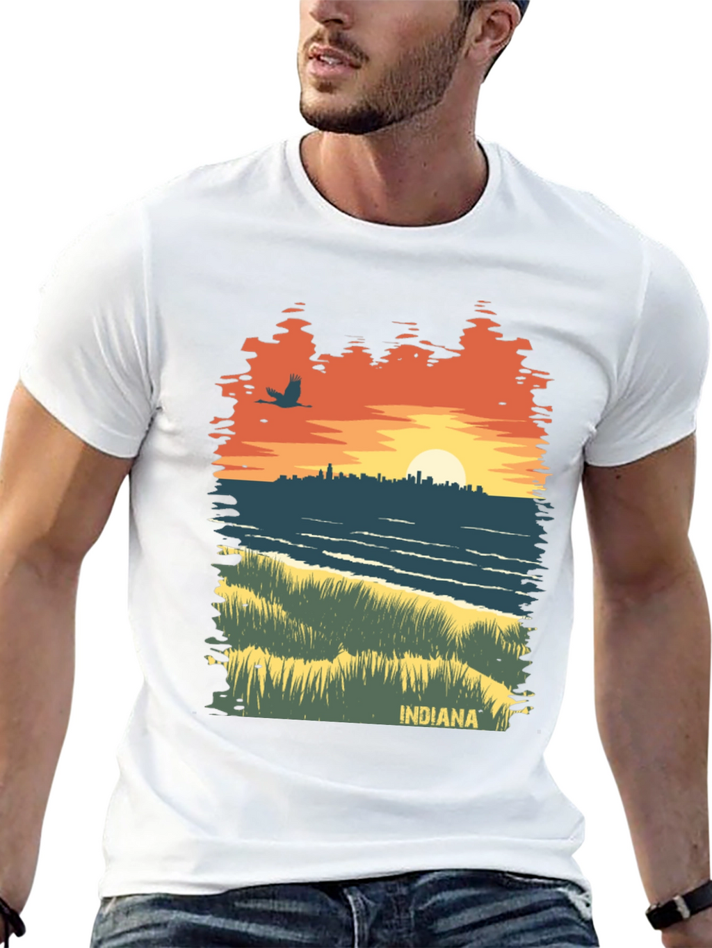 Indiana Sunset Graphic Tee - Unique State Pride Shirt