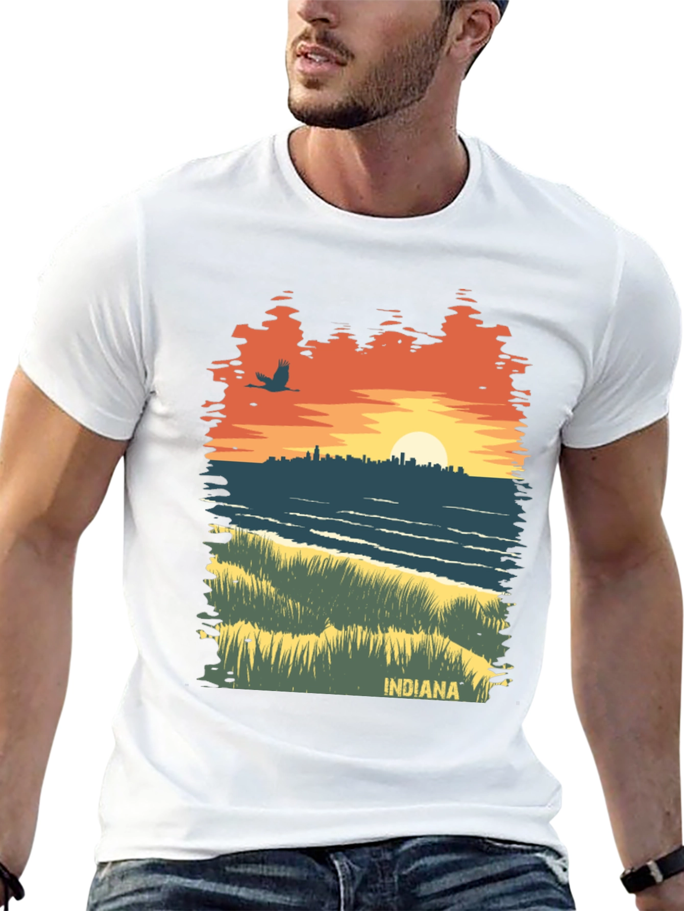 Indiana Sunset Graphic Tee - Unique State Pride Shirt