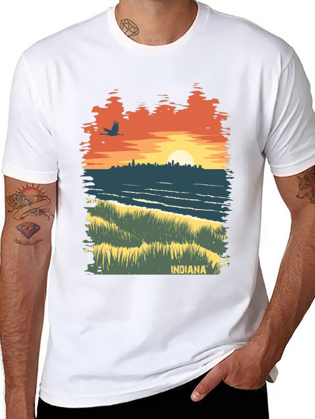 Indiana Sunset Graphic Tee - Unique State Pride Shirt