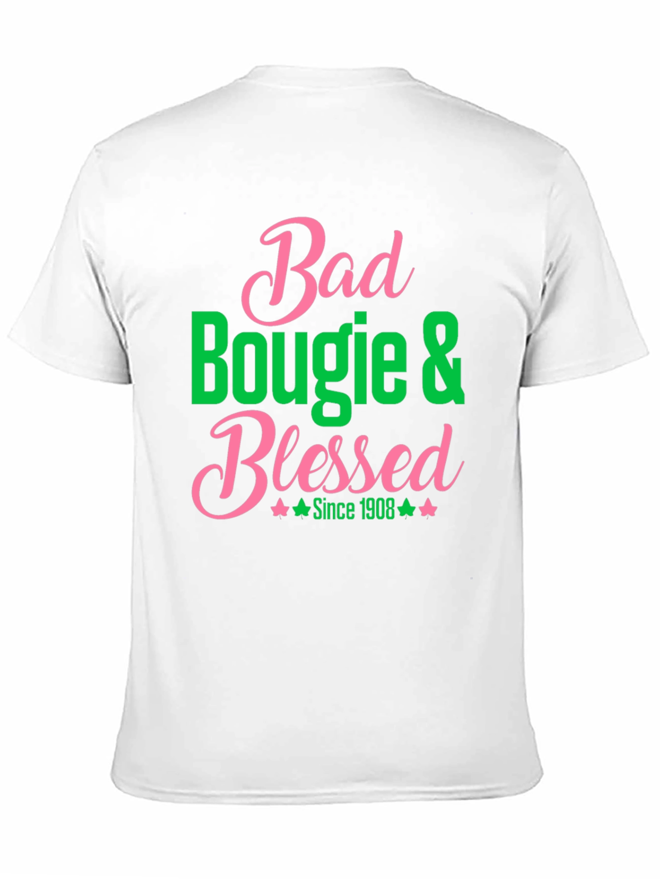 Bad Bougie & Blessed T-Shirt - Pink & Green Graphic Tee