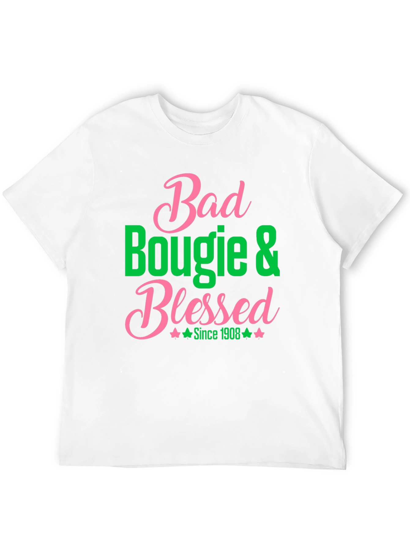 Bad Bougie & Blessed T-Shirt - Pink & Green Graphic Tee