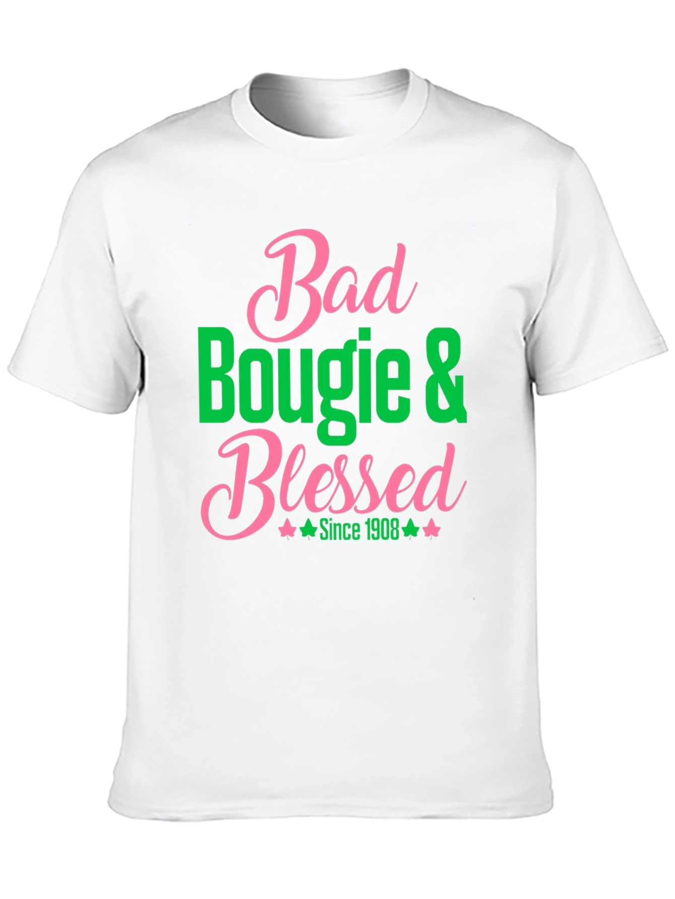Bad Bougie & Blessed T-Shirt - Pink & Green Graphic Tee