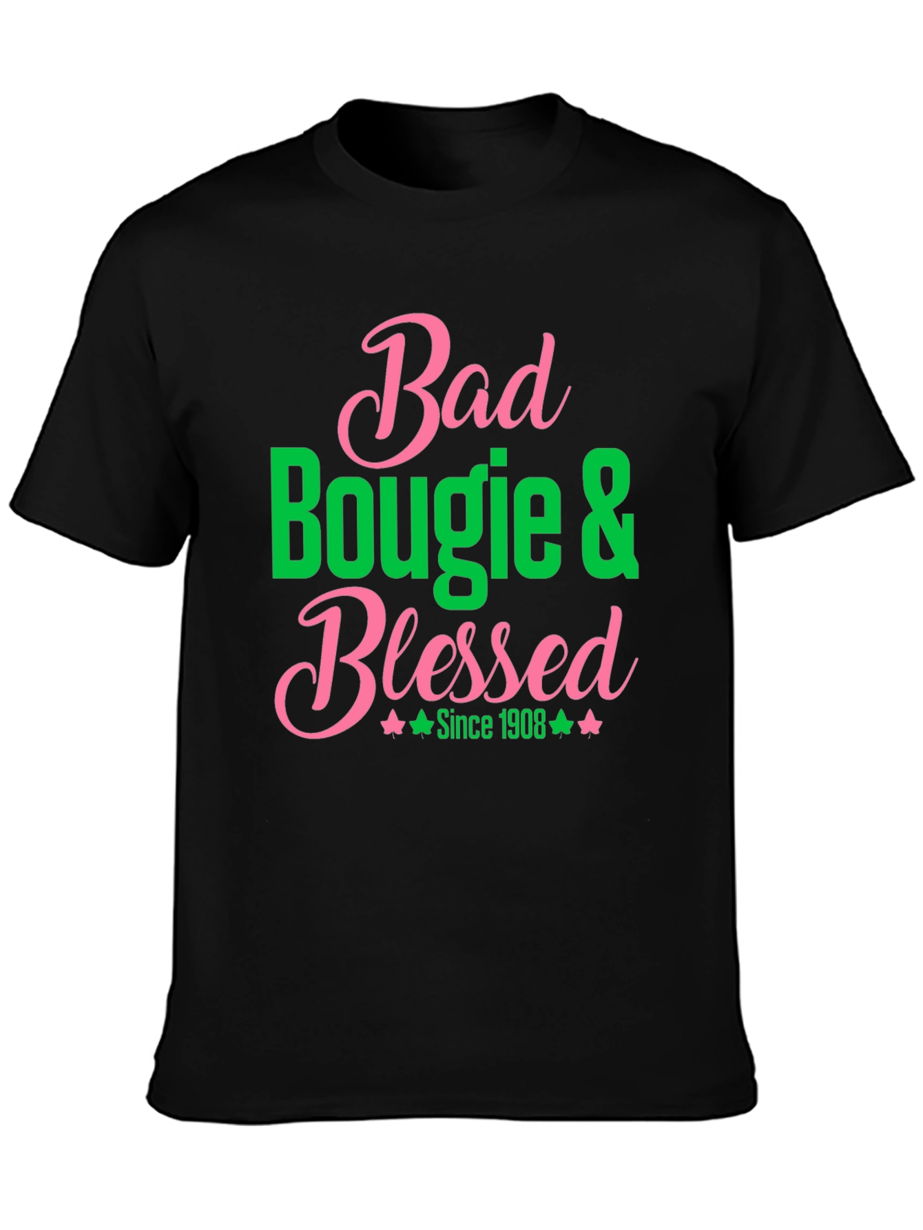 Bad Bougie & Blessed T-Shirt - Pink & Green Graphic Tee