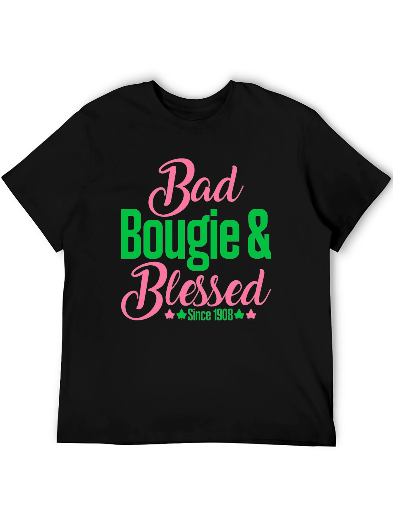 Bad Bougie & Blessed T-Shirt - Pink & Green Graphic Tee