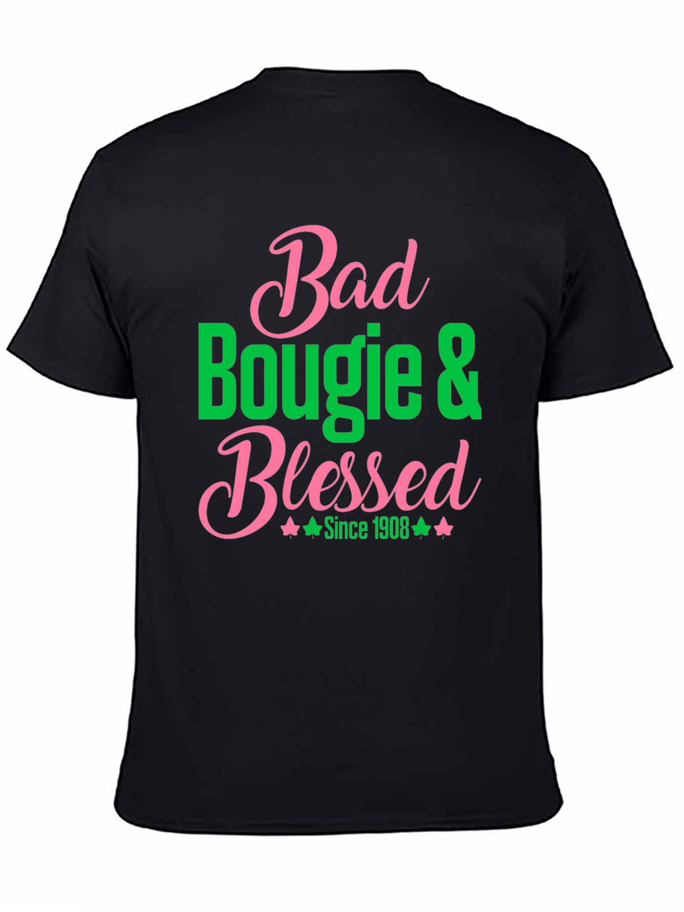 Bad Bougie & Blessed T-Shirt - Pink & Green Graphic Tee