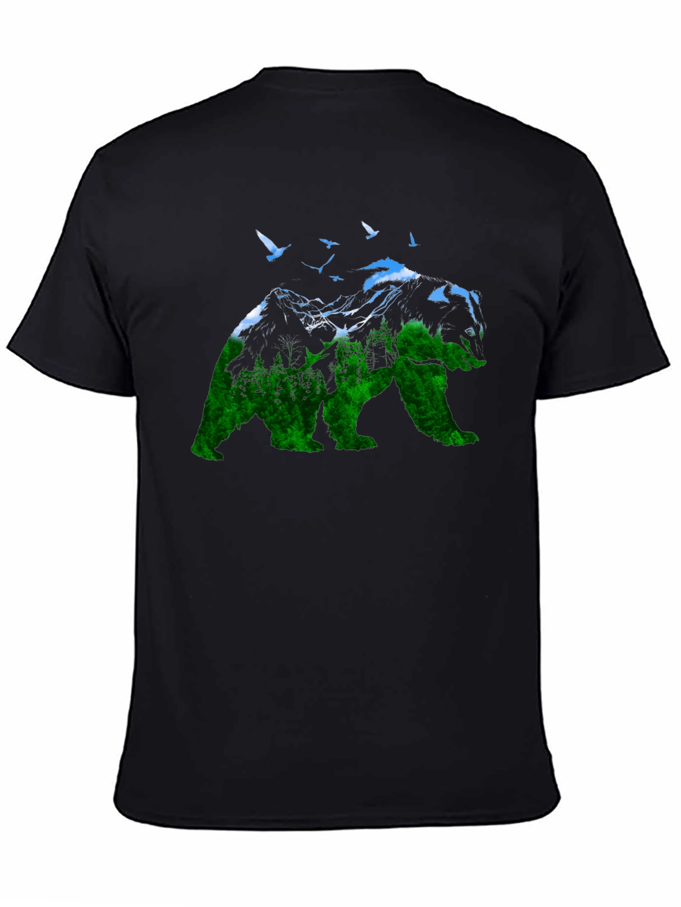 Nature Bear Graphic Tee - Unisex Black T-Shirt