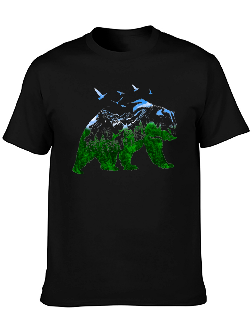 Nature Bear Graphic Tee - Unisex Black T-Shirt