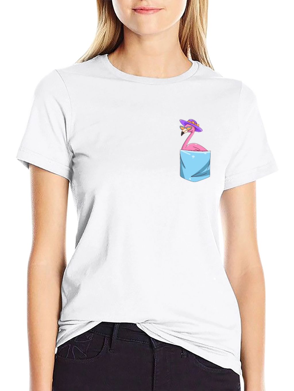 Flamingo in Pocket T-Shirt - Funny Graphic Tee